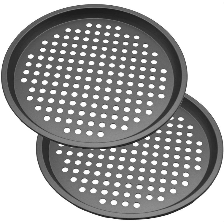 hodog2015 Pizza Pan With Holes, 2 Pack Carbon Steel Perforated Baking
